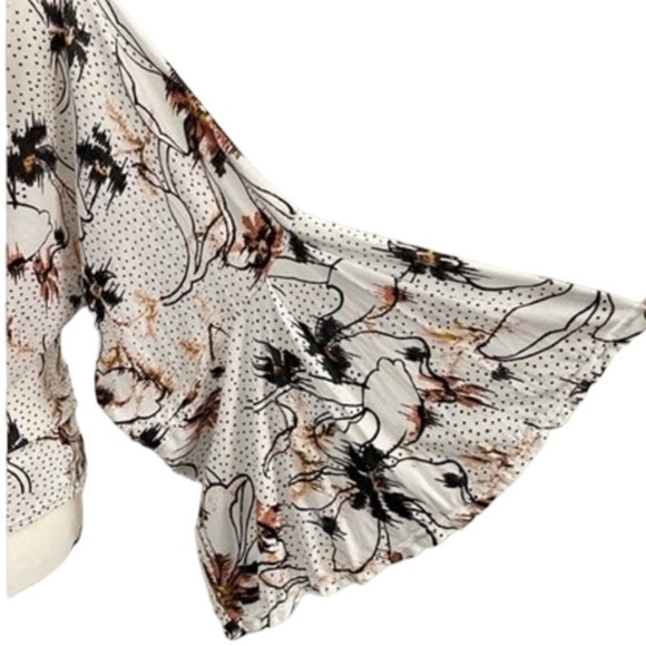 Free People Last Time Floral Draped Bell Sleeve Boho Top Medium - Picture 5 of 12